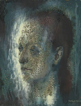 Head of Helena Rubinstein encrusted with sequins