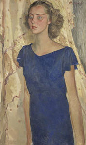 Portrait of a young girl in a blue dress