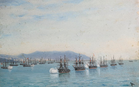 A naval parade and view of Odessa