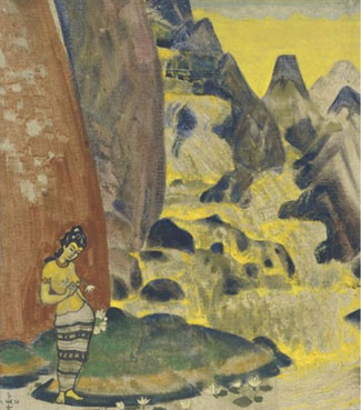 The song of the waterfall, sketch for the decorative panel from the dreams fo wisdom suite