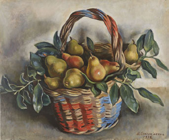 Still life with a basket of pears