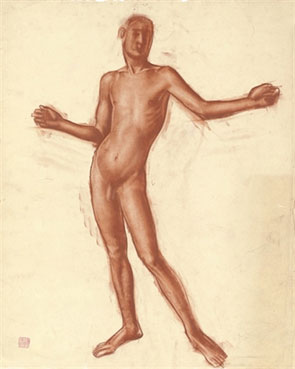 Study of a male nude; and three studies of female nudes