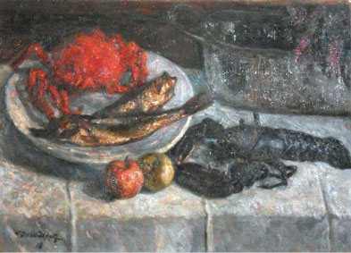 Nature morte aux poissons et crustacés