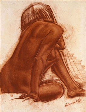 Seated nude from the back