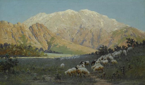 Sheep grazing on the mountainside