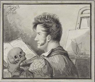 Self-portrait as a young man with skull