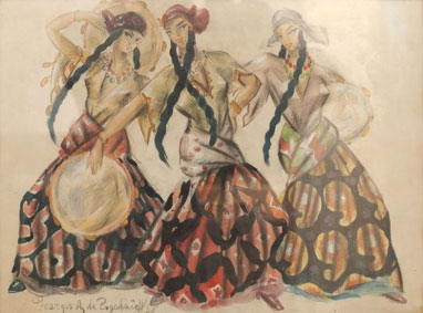 Danseuses tsiganes aux tambourins