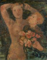 Femme et enfant aux fleurs