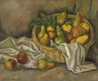 Still life with pears and apples