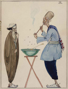 A Persian beggar and a wandering merchant