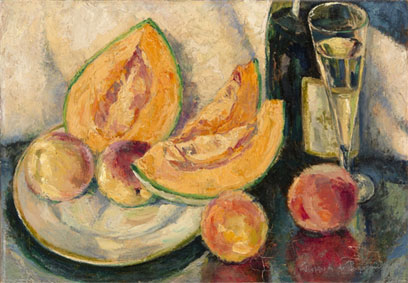 Still life with fruit and champagne