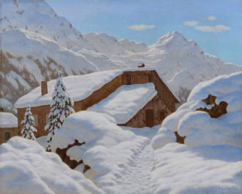 Le chalet à Saint Moritz sous la neige