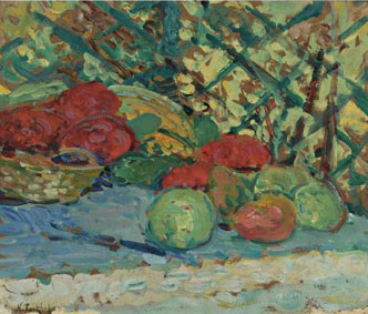 Still life with fruit and basket