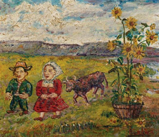 Peasant couple in a landscape