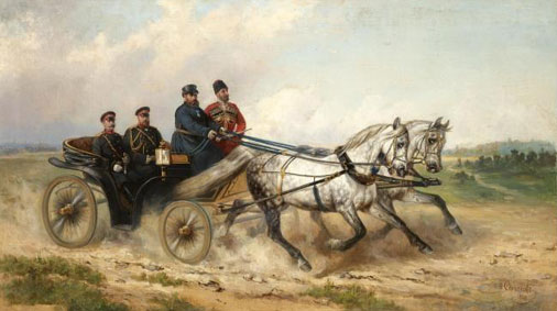 Tsar Alexander III and Kaiser Wilhelm in a Landau