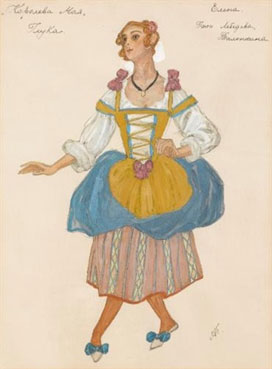 A group of four costume designs for the May Queen