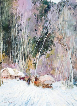 Winter sleigh ride through the forest