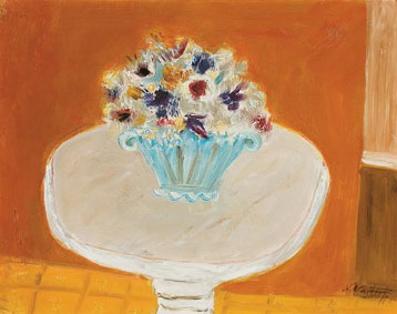 Flowers in a blue vase