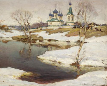 Russian village under snow