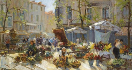 The flower market in Aix-en-Provence