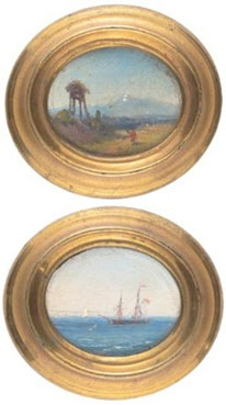 Seascape and mountain view: a pair of miniature works