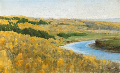 The river Oka in the golden autumn