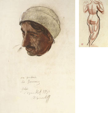 Portrait of an Afghan; study of female nude