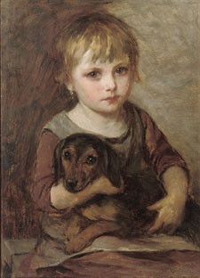 Young girl and her dachshund 