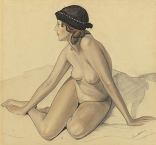 Nude in a black hat