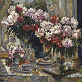 Still life with peonies