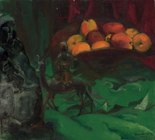 Still life with apples and Chinese figures