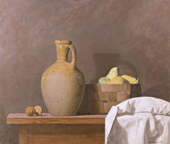 Still life with pitcher and fruit