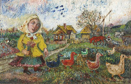 Peasant with Chickens