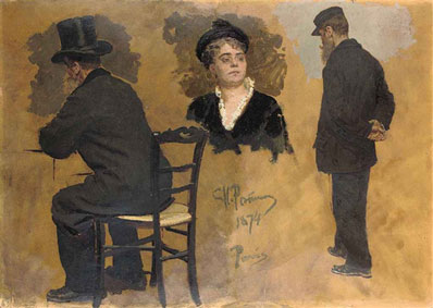 Study for a Parisian cafe: two studies for Arthur Meyer (1844-1924) and a study of a female head