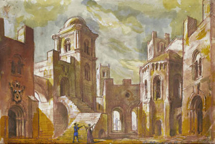 Stage design for Verdi`s I Vespri Siciliani