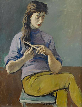 Portrait of a young girl preening