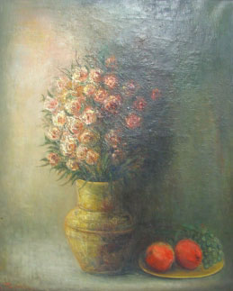 Bouquet De Fleurs Et Assiette De Fruits