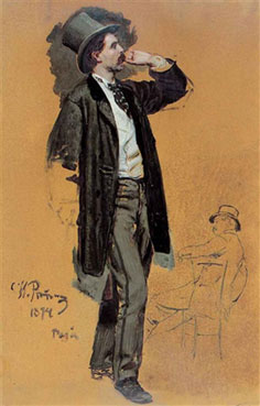 A Parisian café : gentleman standing and Jean-Léon Gérôme (study)