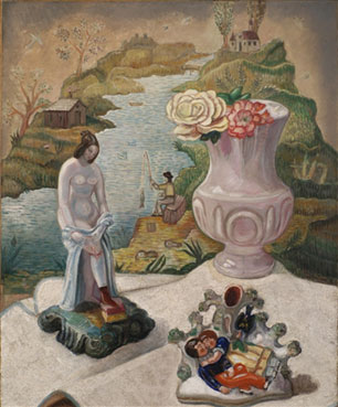 Porcelain figures and flowers