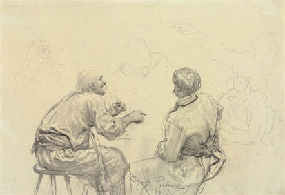 Study for `Zaporozhian cossacks writing a letter to the Turkish sultan`