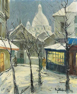 Vue de Montmartre sous la neige