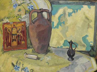 Still life with jug and icon