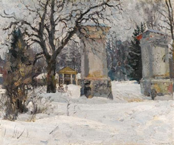 Entrance to an estate in winter