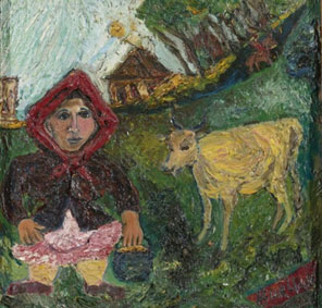 Peasant woman with cow