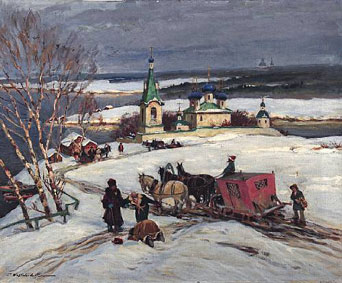 Before the Russian village 