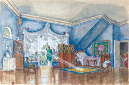 Set design for a Tatiana`s room in Eugene Onegin