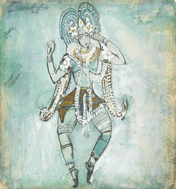 Costume design for the Blue God from Le Roi de Lahore by Massenet