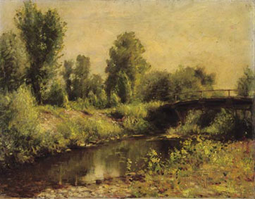 A rural landscape with a bridge