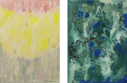 Harmony in blue and green and abstract composition: two works