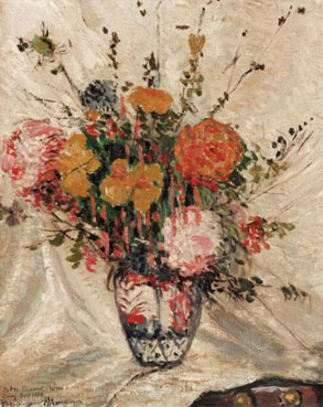 Flowers against a white drape